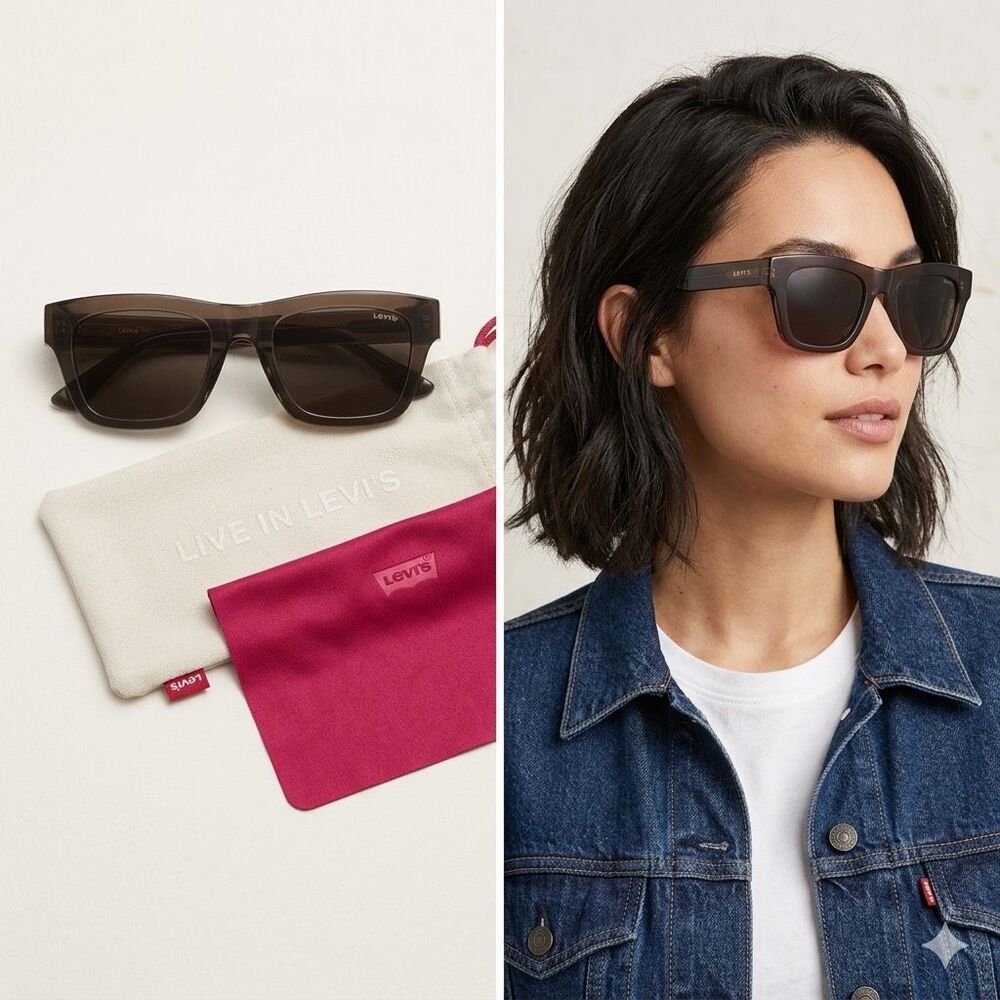 Levi's Square Frame Sunglasses Dark Brown LV 1026/S Casual Everyday Modern NEW